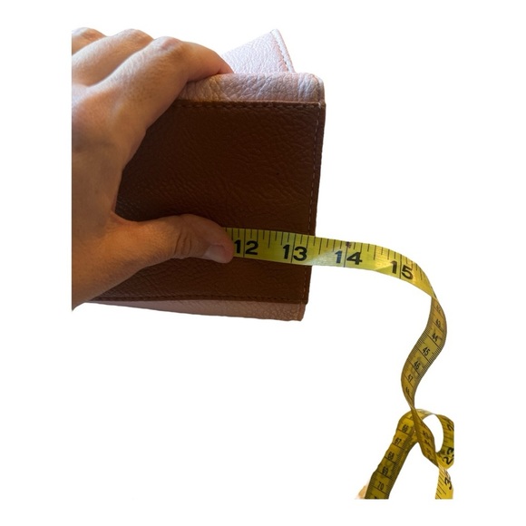 Vegan Leather Brown and Pink Structured Satchel with Double Handles - Picture 8 of 9